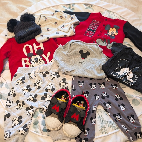 Disney Other - Disney Mickey Mouse Baby Bundle Set Jacket Hat Shoes Pants Onesies